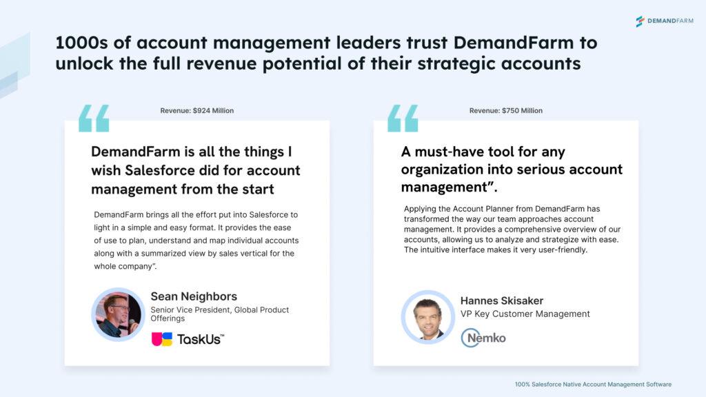 DemandFarm Account Planning Salesforce Customers